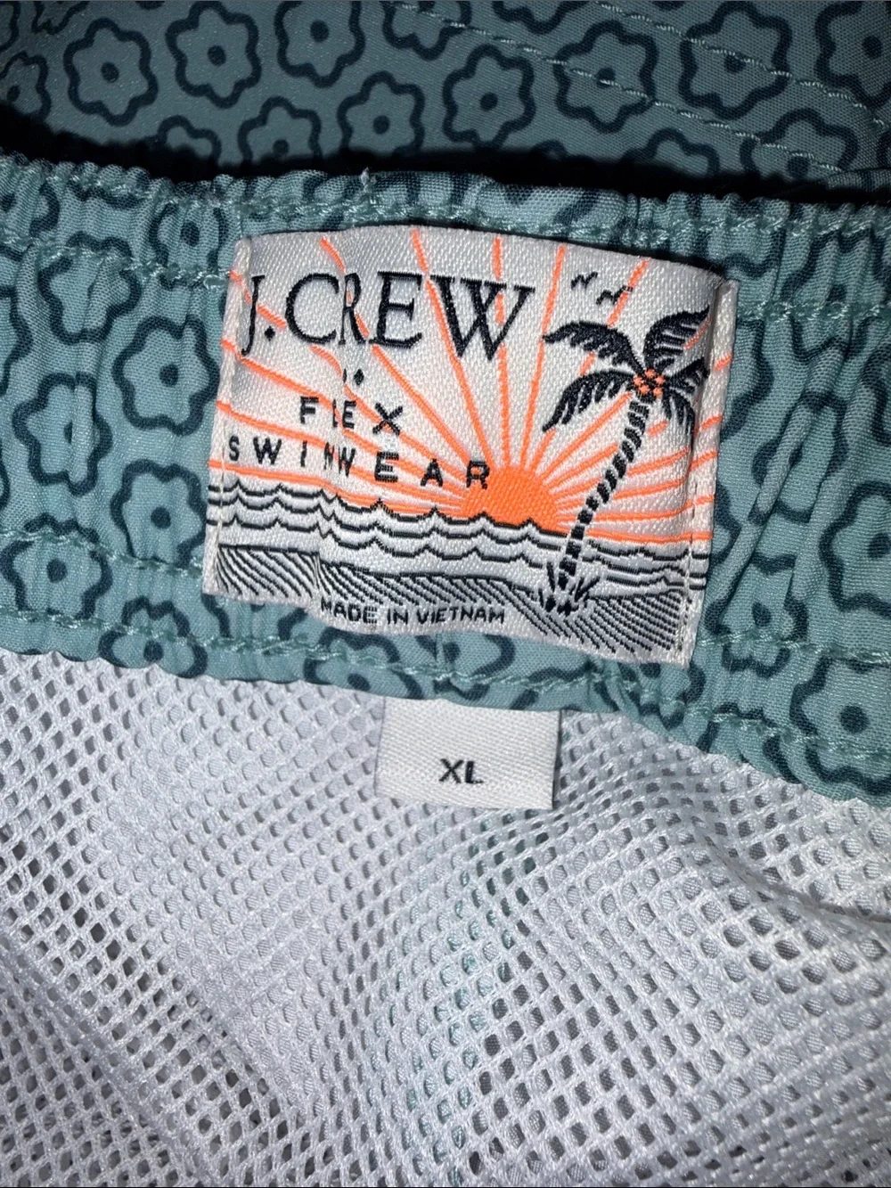 J. Crew Men's Teal Geometric Swim Trunks